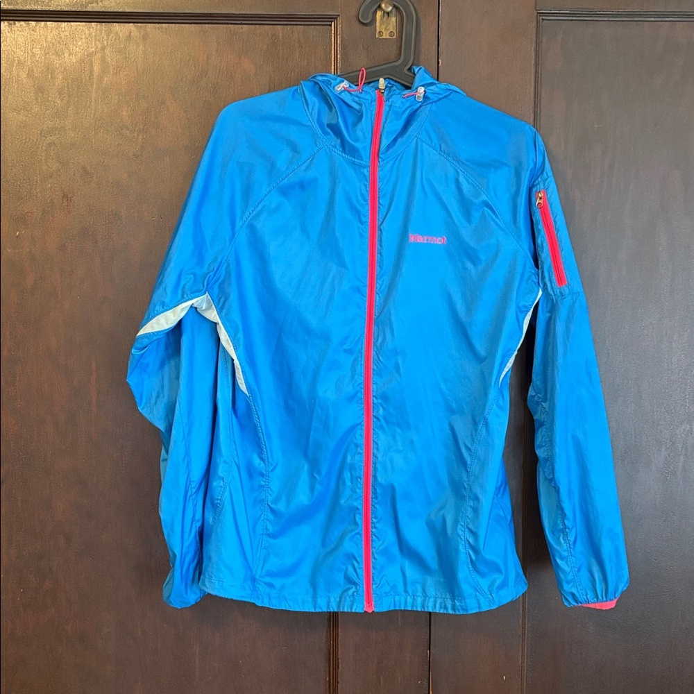 Marmot Bright Blue Jacket with Pink Trim